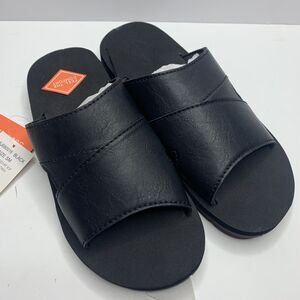 St. John's Bay Black Faux Leather Slides Sandals Men Size 8